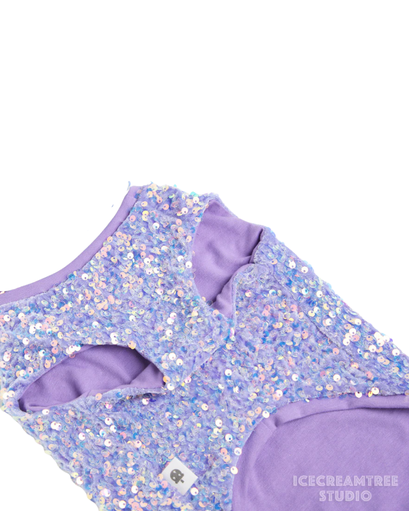 Lavender Sequin Dog Shirt (Made in the USA)
