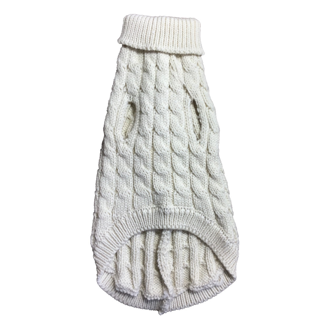 Cozy Comfort Medium White Sweater for Dogs & Cats – Warm, Stretchable & Breathable Winter Wear with Back Straps